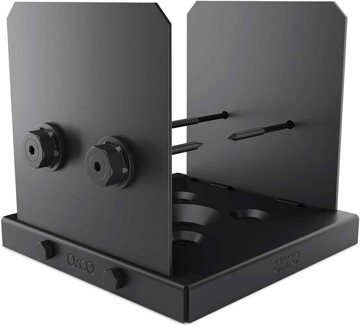 Ozco Laredo Sunset Lite 6x6 Post Base Kit - Galvanized Steel with Decorative Plates & Screws