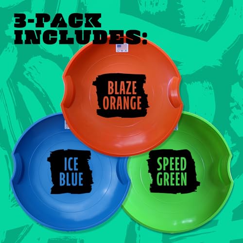 26-Inch Flying Saucer Sleds - 3-Pack in Orange, Green, Blue
