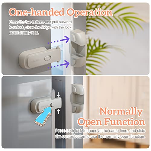 Mom's Choice Gold Awards Winner - EUDEMON 1 Pack Updated Child Proof Refrigerator/Fridge/Freezer Door Lock Apply to Max 1"(25mm) Sealing Strip for Toddlers and Kids, no Tools Need or Drill (Grey)