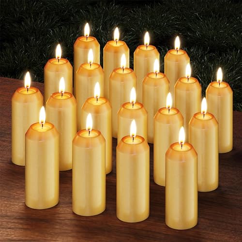 NOMFIX 20-Pack Natural Beeswax Emergency Candles, 3.1 x 1.3 in, 15+ Hour Burn