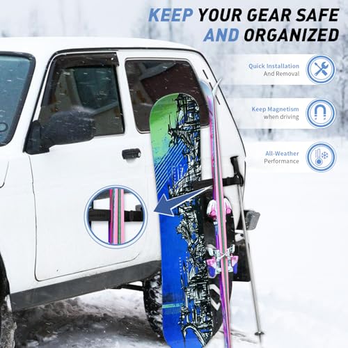 Magnetic Ski & Snowboard Vehicle Mount - Holds 4 Pairs Skis or 2 Snowboards
