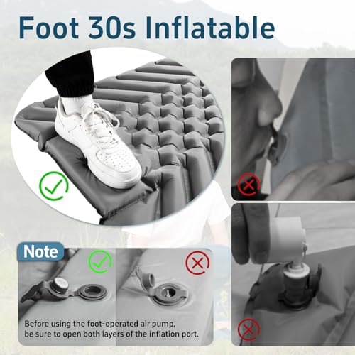 QEZER E-Black Ultralight Inflatable Sleeping Pad for Camping & Backpacking