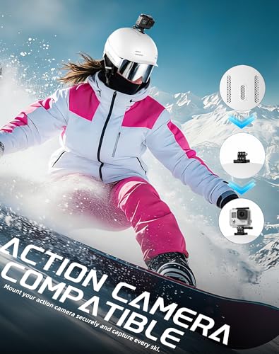 InnerKing Lightweight Ski Helmet for Men and Women with Action Camera Mount - White, Medium