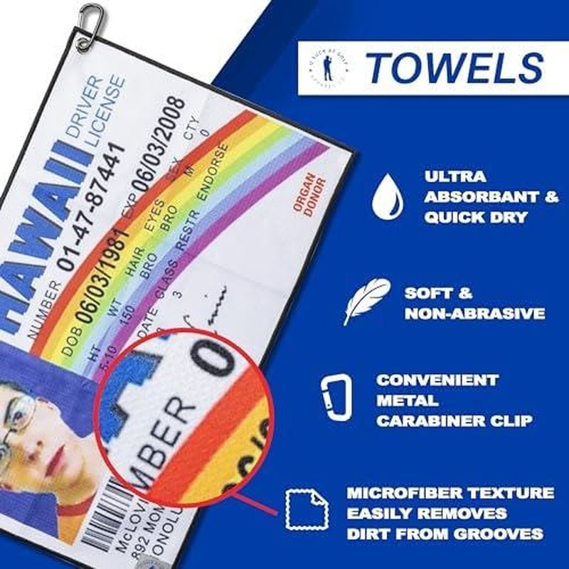 U Suck at Golf Funny Golf Towel for Bag - Super Absorbent Microfiber, Quick-Dry, Waffle Texture & Unique Design Prints to Stand Out on Golf Course | McLovin Towel - 25" x 15"