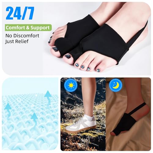 Bunion Corrector for Women & Men - Big Toe Straightener with Splint & Pads - Black