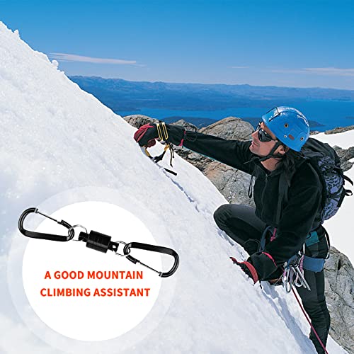 Magnetic Quick Release Keychain with 2 Aluminum D Ring Carabiners - Black