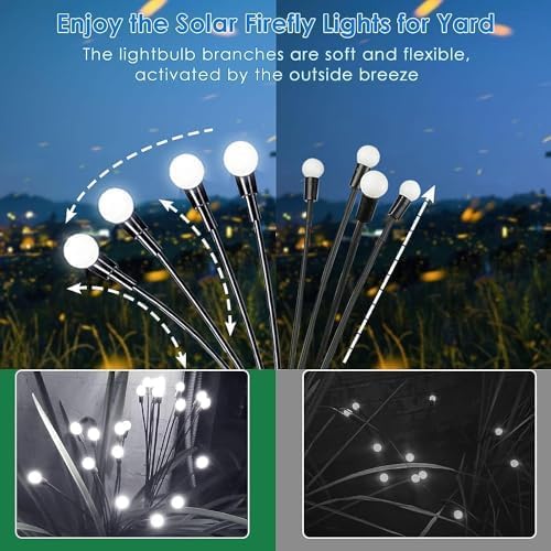 48 LED Solar Halloween Lights - 6 Pack Purple & Orange Waterproof Firefly Lights for Garden & Patio Decor