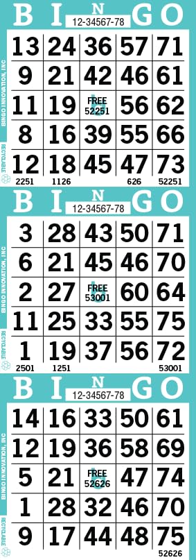 Bingo Paper Sheets - 3 Faces, 12 x 4 inches, Pack of 500, Recyclable, Aqua - Bingo Innovation