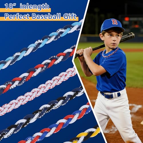 Baseball Necklace 18 Inch - Multi-Color White-Red Variation