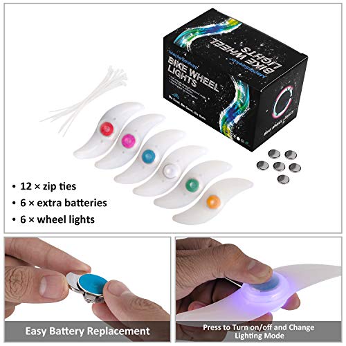 Bike Wheel Spoke Lights 6-Pack - Multi-Color with 3 Modes