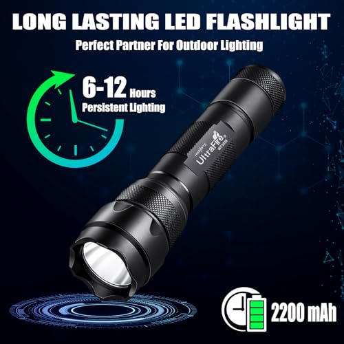 ULTRAFIRE WF-502B Tactical Flashlight with Holster,1000 Lumen Single Mode Flashlight,Bright Police Flashlight with Holster for Duty Belt