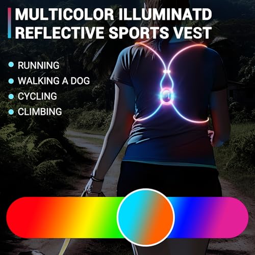 Reflective Running Vest with RGB Lights | 360° Visibility | Lightweight & Waterproof