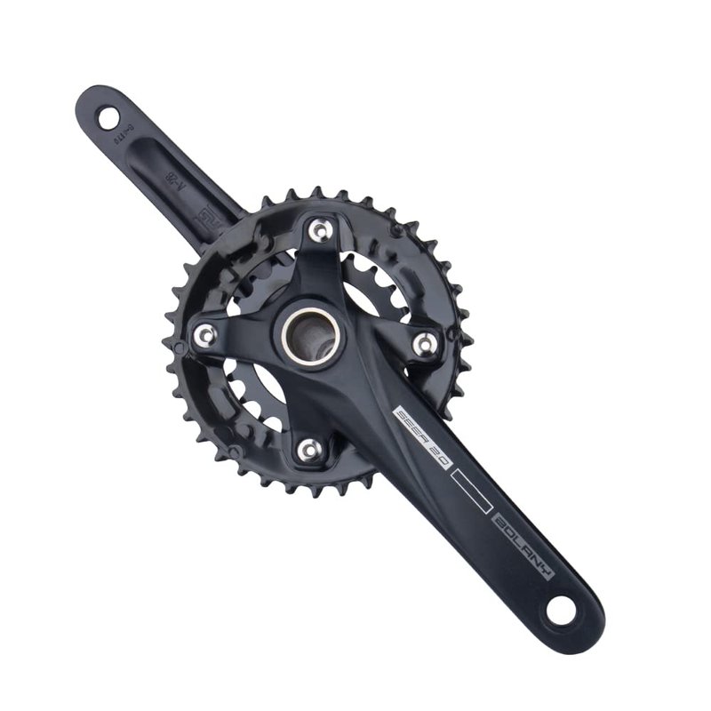 BOLANY Bike Cranksets 170mm Hollow Integrated 104BCD Double Speed Round Chainring 22/36T 24/38T MTB Crankset with Bottom Bracket (22/36T)