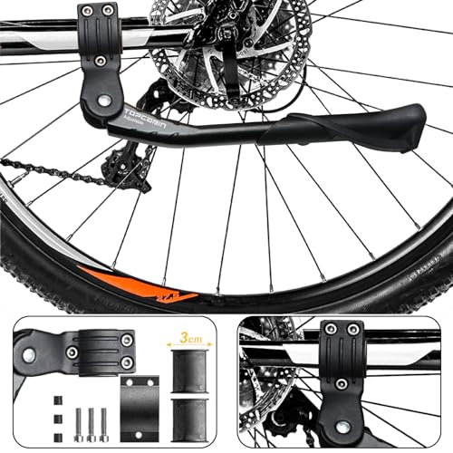 Black Adjustable Aluminum Bicycle Kickstand for 24-29 inch Bikes - Rear/Center Mount