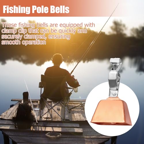 Biaungdo Copper Fishing Bells for Rods 20 Pcs - Clamp Clip, Ice & Catfish Accessories