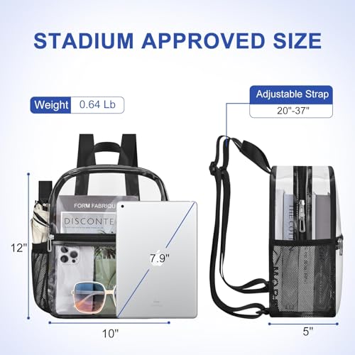 Stadium Approved Clear Backpack - Heavy Duty PVC, Adjustable Straps
