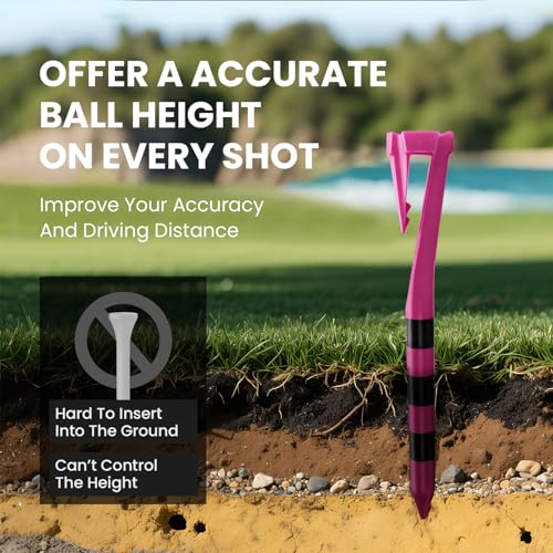 3 1/4 Inch Pink Golf Tees with Hat Clip - 30 Pack