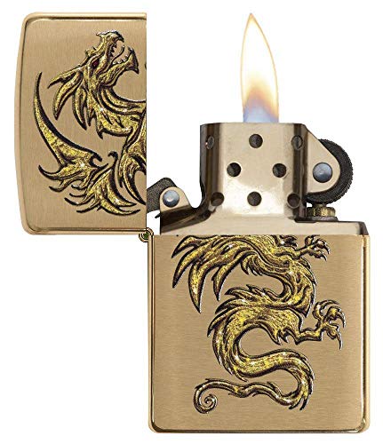 Zippo Brass Dragon Design Windproof Pocket Lighter