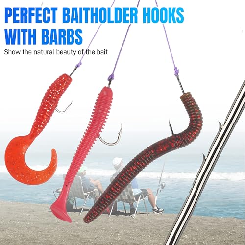 Long Shank Baitholder Fishing Hooks - Size 1/0, 50pcs