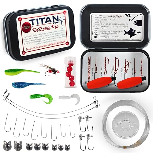 TITAN PPE TinTackle Pro Compact Survival Fishing Kit with Mini Finger Reel - Emergency Outdoor Gear