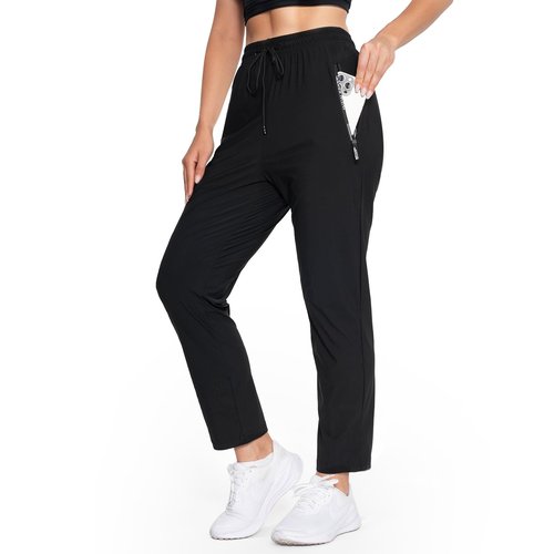 Beeswan 2026 Upgrade Stretch Active Pants for Women Over 50, Women's Hiking Cargo Travel Pants Women Black