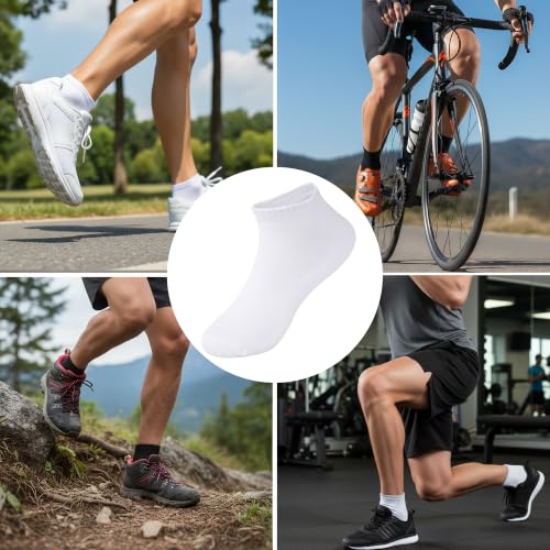 Ankle Running Socks - Cushioned Cotton, Moisture Wicking - One Size, White
