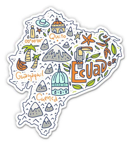 Ecuador Map Vinyl Sticker - 3" Waterproof Decal for Car & Laptop