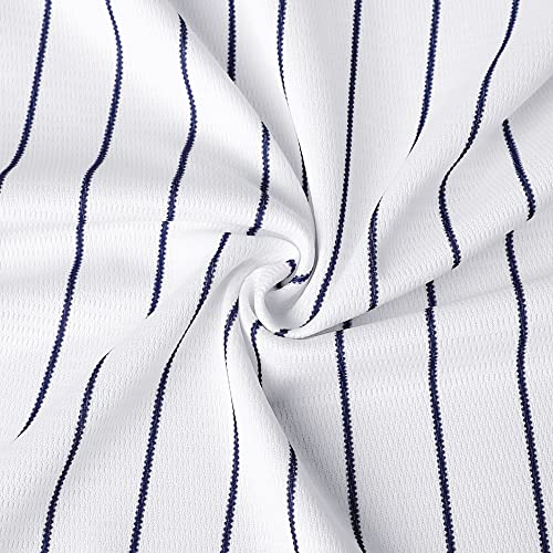 Men's Blank Baseball Jersey - Short Sleeve Button Down - XX-Large White Stripe
