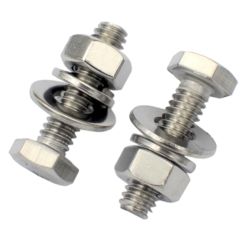 DGOL 20 Sets 1/4-20 x 1 inch Flat Head Hex Bolt Nuts Flat and Lock Washers Kit All Made of 304 Stainless Steel