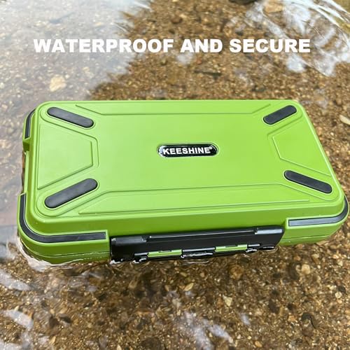 KEESHINE Small Green Tackle Box with 19 Dividers | Mini Floating Lure Organizer