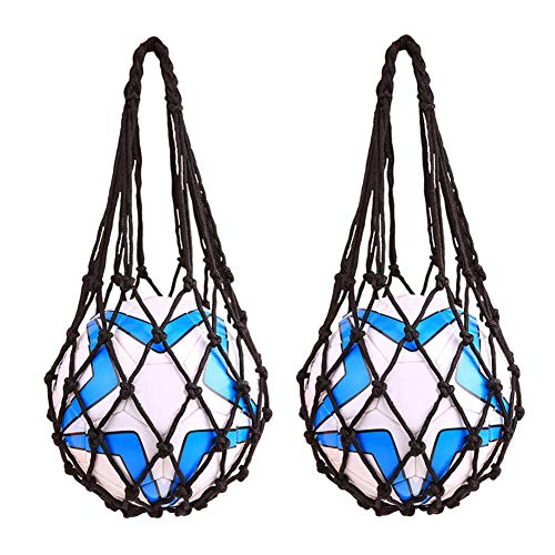 Durable Nylon Basketball & Football Storage Net Bag - Black 2 Pack