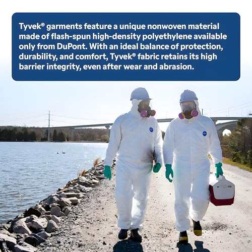 DuPont Tyvek 400 TY127S Disposable Protective Coverall with Respirator-Fit Hood and Elastic Cuff, White