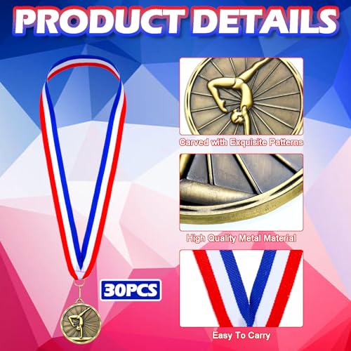 Gold Gymnastics Medals Bulk 2 Inch Award Ribbons for Tournaments & Competitions