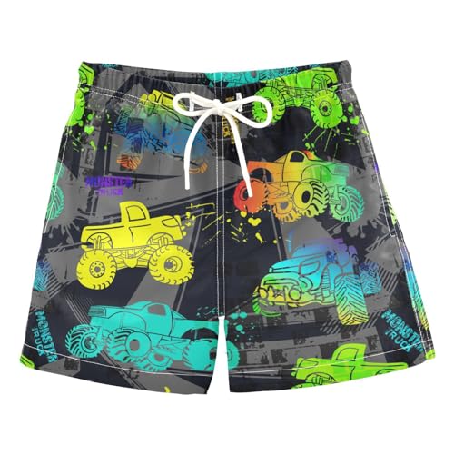 Boys Toddler Swim Trunks 3T Monster Truck Car - Mesh-Lined Beach Shorts