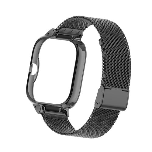 HOPMC For Redmi Watch 4 Strap Metal Case 22mm Stainless Steel Mesh Replacement Straps for Redmi Smartwatch 4 (Black), 230MM