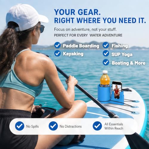 Covedot Blue 2-in-1 Paddle Board Cup Holder & Phone Mount