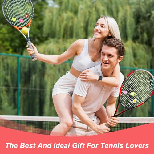 Tennis Racket Dampeners - 8 Silicone Vibration Absorbers, Heart & Flower Shapes