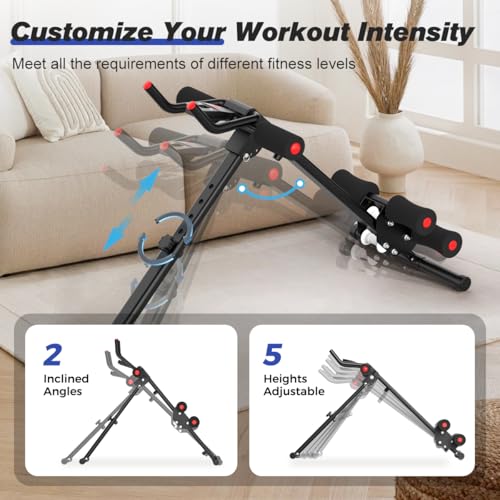 Adjustable Ab Workout Machine - Foldable Ab Trainer - Black