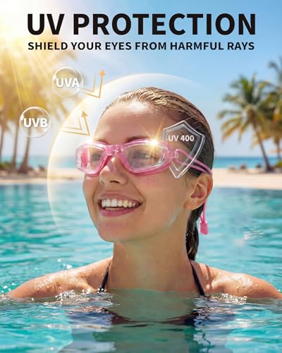Swim Goggles with Full Protection - Transparent Rose Red