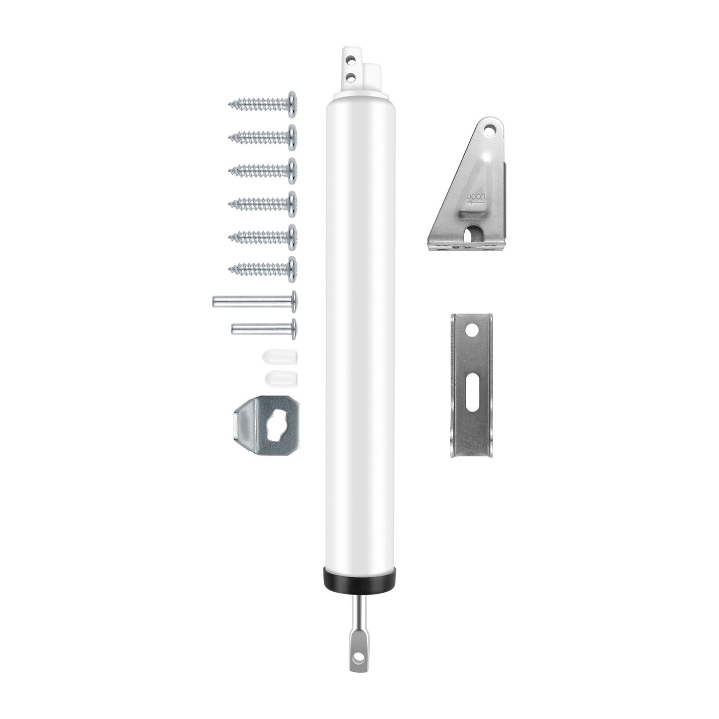 Screen and Storm Door Closer Kit, Heavy Duty Pneumatic Screen and Storm Door Closer, Screen and Storm Door Push Button Latch Set Replacement Kit, Adjust Smooth Closing Speed (White)