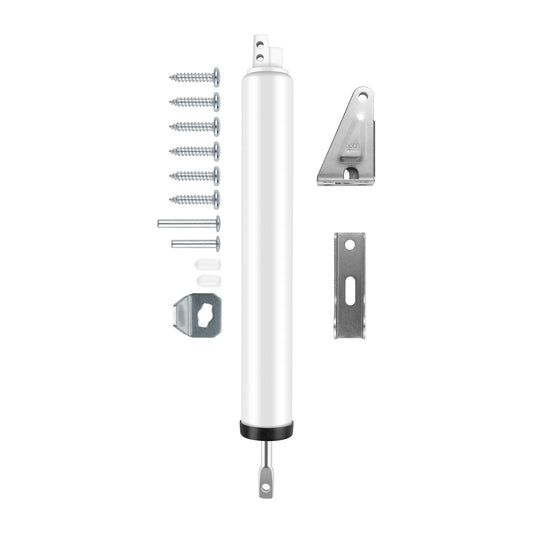 Screen and Storm Door Closer Kit, Heavy Duty Pneumatic Screen and Storm Door Closer, Screen and Storm Door Push Button Latch Set Replacement Kit, Adjust Smooth Closing Speed (White)