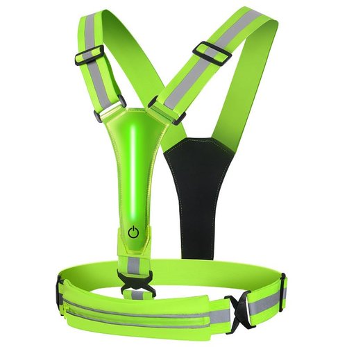 iOCSmart LED High Visibility Reflective Vest, Adjustable Hi Vis Sports Gear Safety Vest with Waterproof Phone Storage Bag Key Case for Walking the Dog, Running, Cycling, Motorcycle