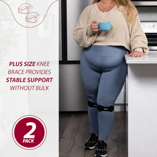 KARM Plus Size Knee Brace Patellar Tendon Support – Black 2 Pack (XXL–6XL)