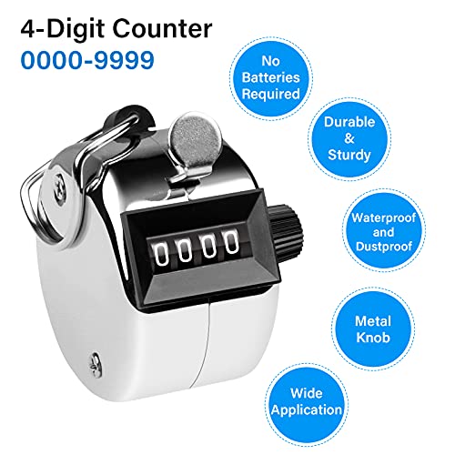 4-Digit Hand Tally Counter - Durable Metal Clicker - 1 Piece