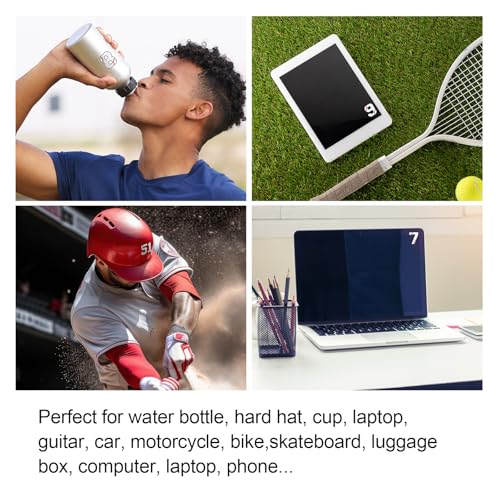 Baseball Helmet Number Stickers - 160 Pcs Self-Adhesive - White