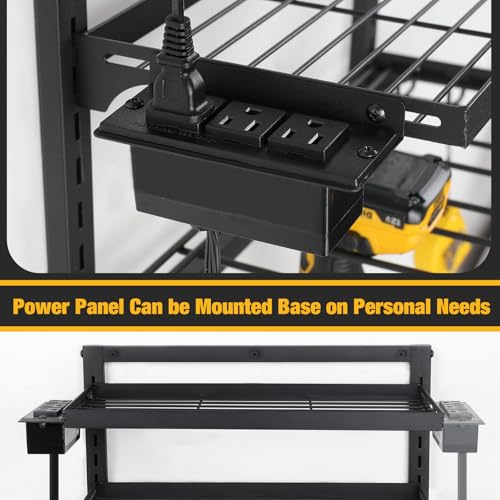 COFIT Power Tool Organizer with Adjustable Height 3-Tier Iron Tool Rack and Wall Mount Charging Station for Drill and Garage Workshop