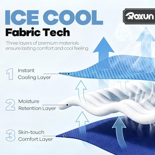 Cooling Towels 4 Pack - Soft Breathable Ice Rags in Gray, Blue, Pink, Green