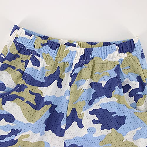 Boys Athletic Camo Shorts with Pockets - Sky Blue