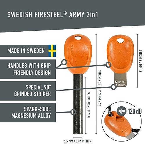 Light My Fire Rustyorange Ferro Rod Fire Starter with Whistle - Survival Tool