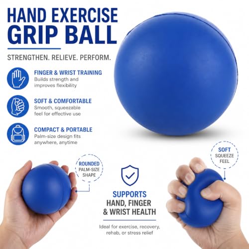 Hand Exercise Grip Ball - Blue Finger Strengthener for Sports & Fitness